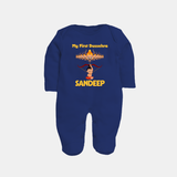 Arrow of Goodness My First Dussehra Sleep Suit | Custom Festival Baby Sleep Suit - NAVY BLUE - New Born (Chest 7.5")