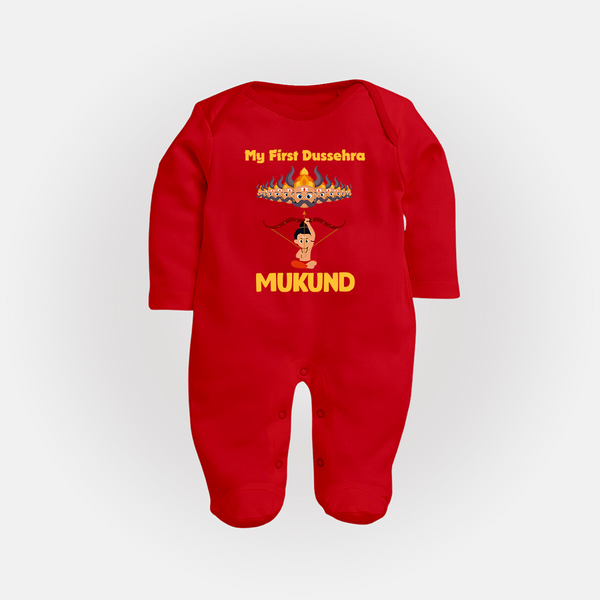My First Dussehra Lanka Battle Full Body Suit - RED - New Born (Chest 7.5")