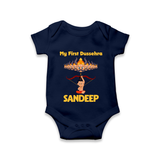 Arrow of Goodness My First Dussehra Romper | Custom Festival Baby Romper - NAVY BLUE - New Born (Chest 14")