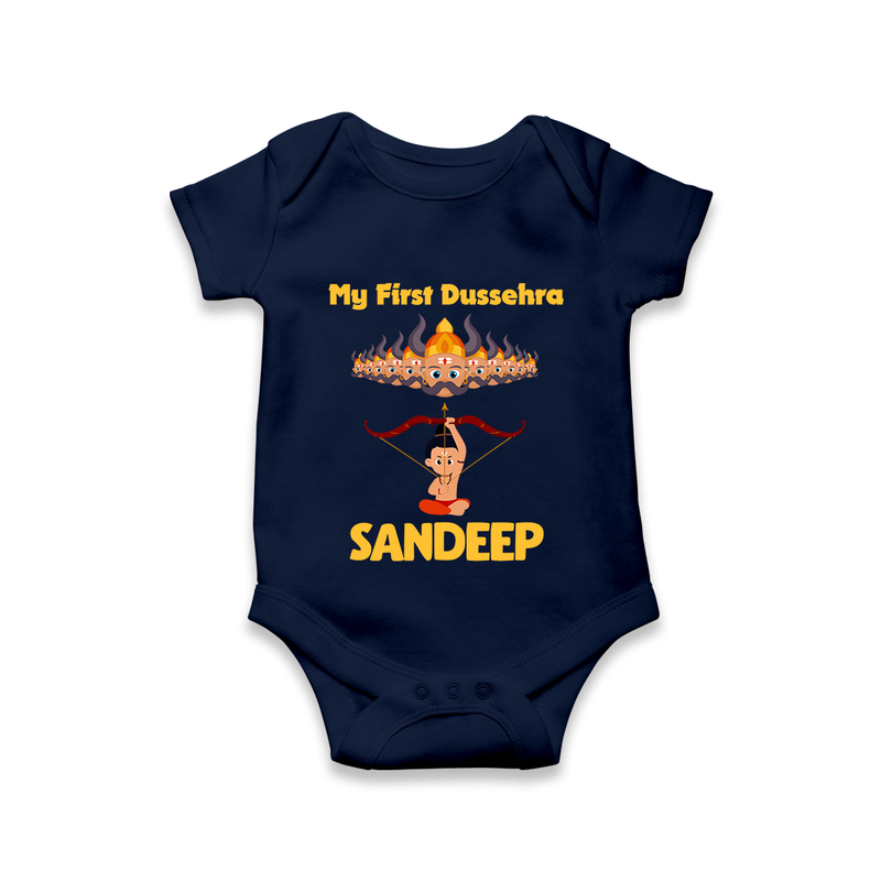 Arrow of Goodness My First Dussehra Romper | Custom Festival Baby Romper - NAVY BLUE - New Born (Chest 14")