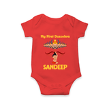 Arrow of Goodness My First Dussehra Romper | Custom Festival Baby Romper - RED - New Born (Chest 14")