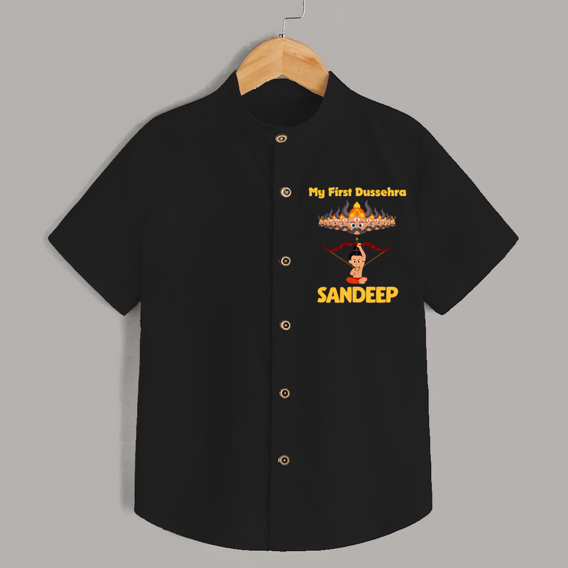 Arrow of Goodness My First Dussehra Shirt | Custom Festival Baby Shirt - BLACK - 0 - 6 Months Old (Chest 23")