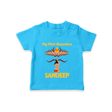 Arrow of Goodness My First Dussehra Tshirt | Custom Festival Baby Tshirt - SKY BLUE - 0-5 Months Old (Chest 17")