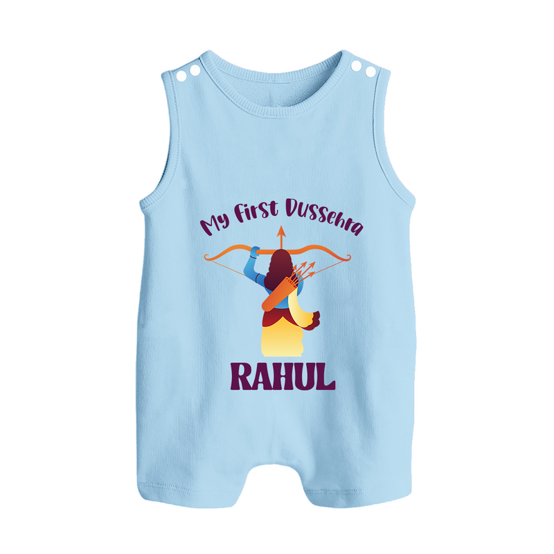 Chhota Ram My First Dussehra Romper Suit | Custom Baby Romper Suit for Festival Fun - BABY BLUE - 0 - 5 Months Old (Chest 18")