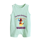 My First Dussehra Heroic Archer Button Romper - MINT GREEN - New Born (Chest 18")