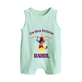 Chhota Ram My First Dussehra Romper Suit | Custom Baby Romper Suit for Festival Fun - MINT GREEN - 0 - 5 Months Old (Chest 18")