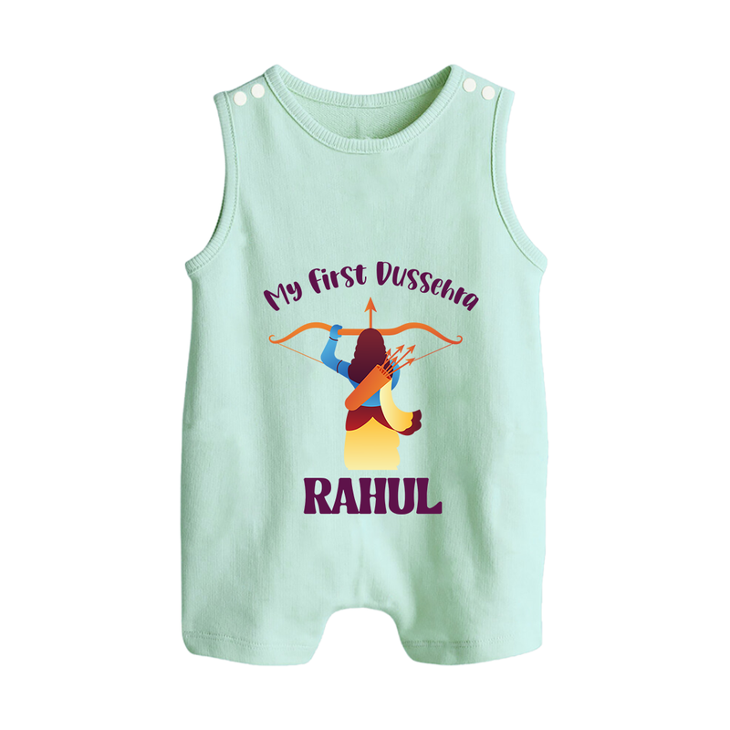 Chhota Ram My First Dussehra Romper Suit | Custom Baby Romper Suit for Festival Fun - MINT GREEN - 0 - 5 Months Old (Chest 18")