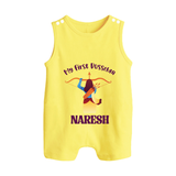 My First Dussehra Heroic Archer Button Romper - PASTEL YELLOW - New Born (Chest 18")