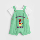Chhota Ram My First Dussehra Dungaree Set | Custom Baby Dungaree Set for Festival Fun - GREEN - 0 - 5 Months Old (Chest 18")