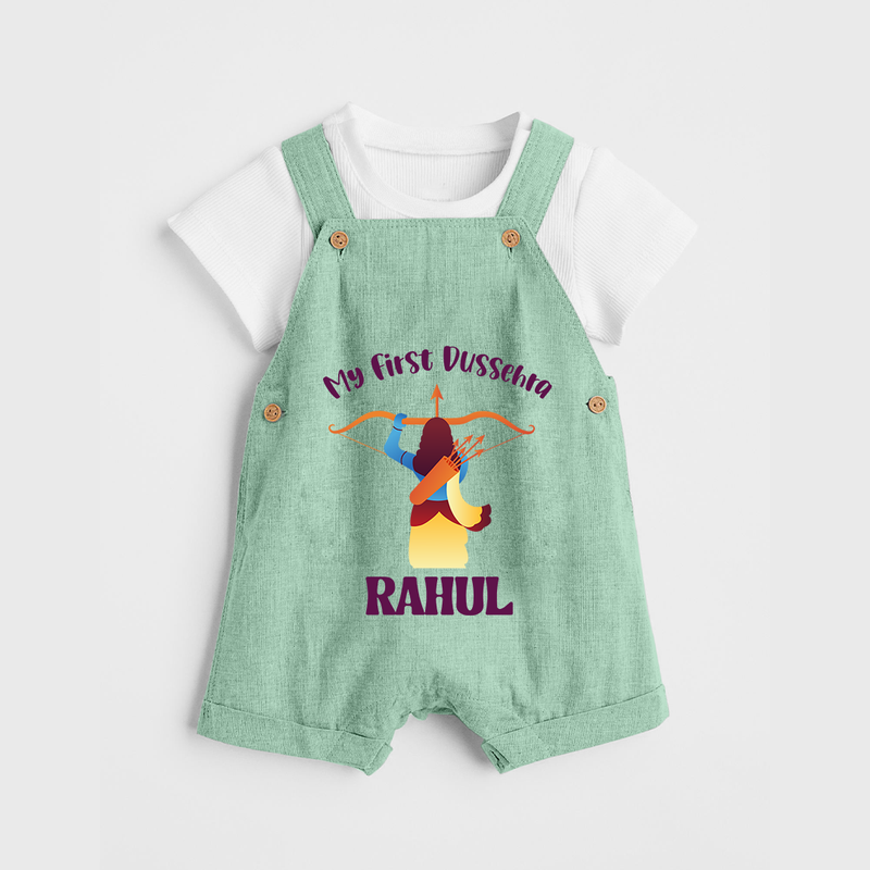 Chhota Ram My First Dussehra Dungaree Set | Custom Baby Dungaree Set for Festival Fun - MINT GREEN - 0 - 5 Months Old (Chest 18")
