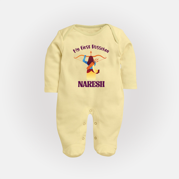 My First Dussehra Heroic Archer Full Body Suit - PASTEL YELLOW - New Born (Chest 7.5")