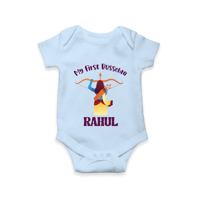 Chhota Ram My First Dussehra Romper | Custom Baby Romper for Festival Fun - BABY BLUE - New Born (Chest 14")