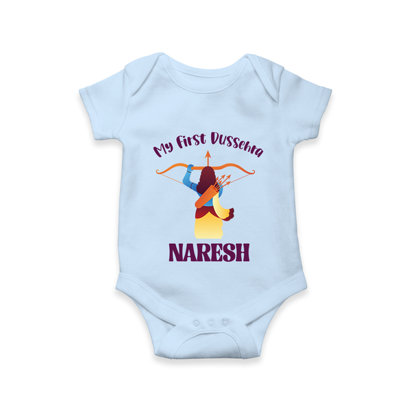 My First Dussehra Heroic Archer Romper - BABY BLUE - New Born (Chest 14")