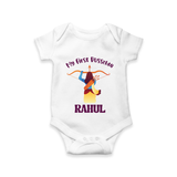 Chhota Ram My First Dussehra Romper | Custom Baby Romper for Festival Fun - WHITE - New Born (Chest 14")