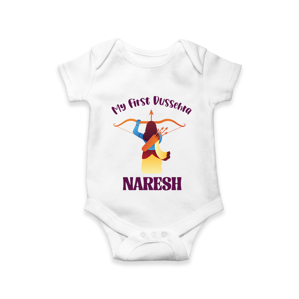 My First Dussehra Heroic Archer Romper - WHITE - New Born (Chest 14")