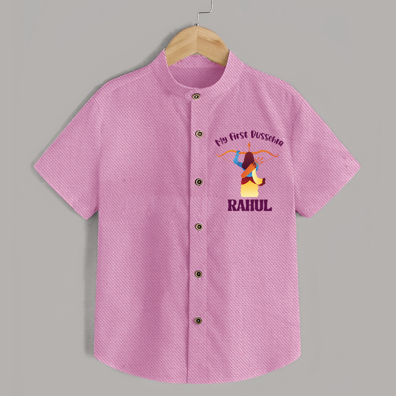 Chhota Ram My First Dussehra Shirt | Custom Baby Shirt for Festival Fun - BABY PINK - 0 - 6 Months Old (Chest 23")