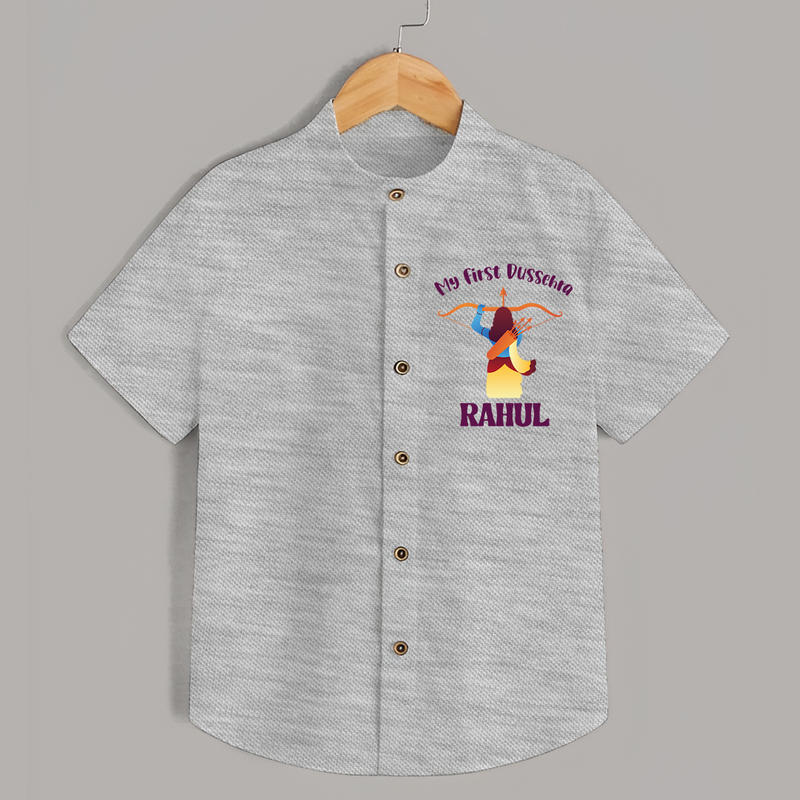 Chhota Ram My First Dussehra Shirt | Custom Baby Shirt for Festival Fun - GREY - 0 - 6 Months Old (Chest 23")