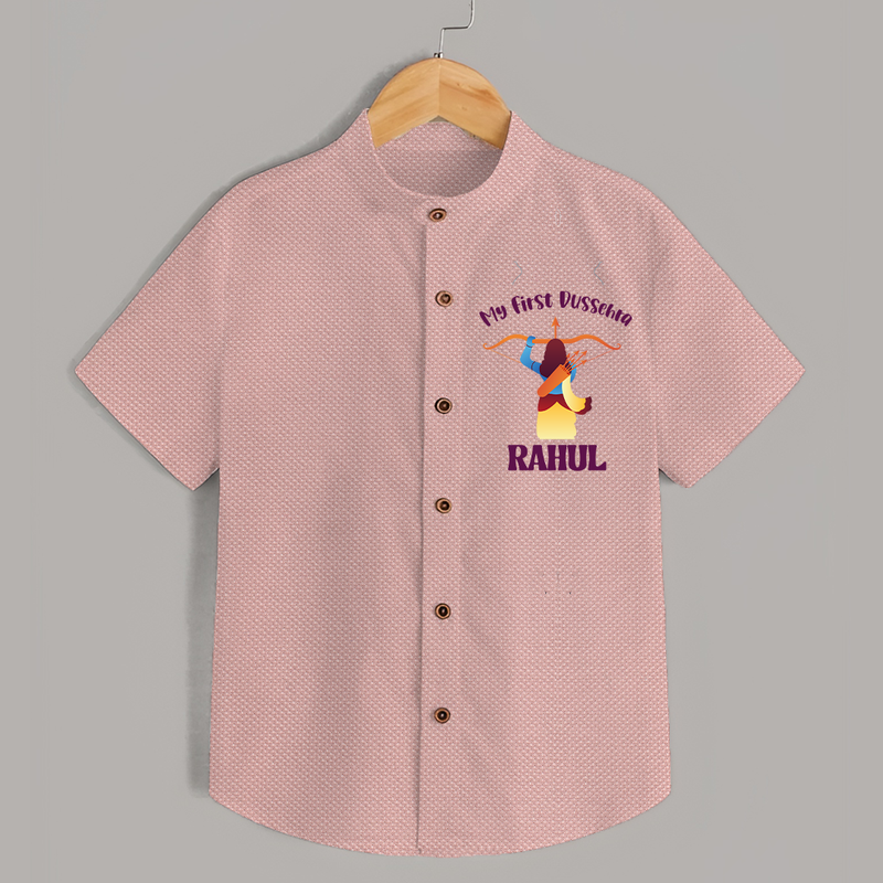Chhota Ram My First Dussehra Shirt | Custom Baby Shirt for Festival Fun - PEACH - 0 - 6 Months Old (Chest 23")