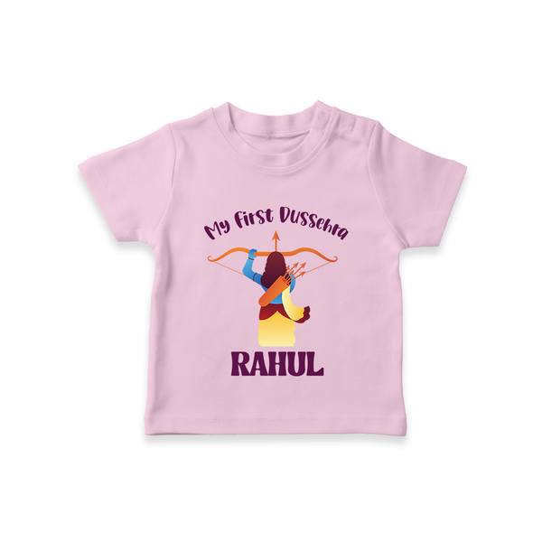Chhota Ram My First Dussehra Tshirt | Custom Baby Tshirt for Festival Fun - BABY PINK - 0-5 Months Old (Chest 17")