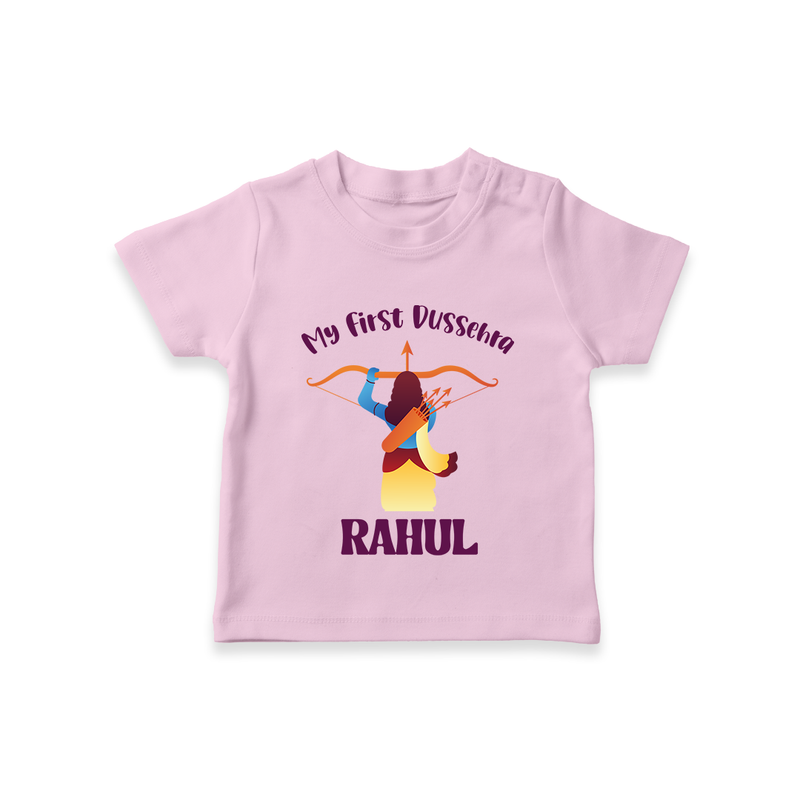 Chhota Ram My First Dussehra Tshirt | Custom Baby Tshirt for Festival Fun - BABY PINK - 0-5 Months Old (Chest 17")