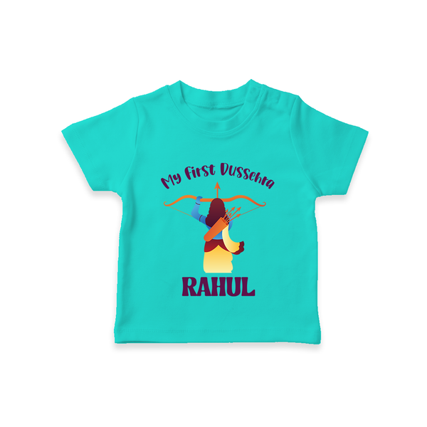 Chhota Ram My First Dussehra Tshirt | Custom Baby Tshirt for Festival Fun - TEAL - 0-5 Months Old (Chest 17")
