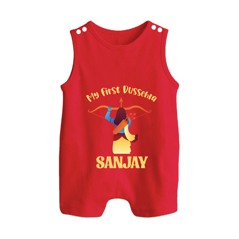 Chhota Ram My First Dussehra Romper Suit | Custom Baby Romper Suit for Festival Fun - RED - 0 - 5 Months Old (Chest 18")