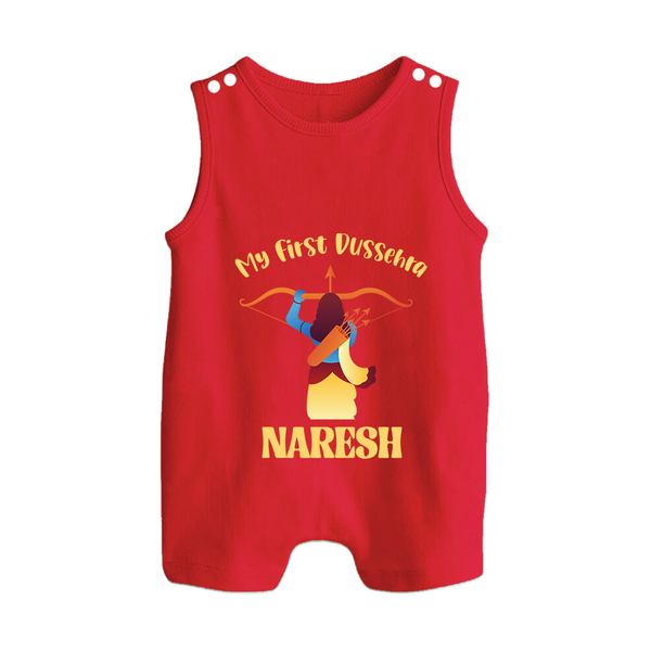 My First Dussehra Heroic Archer Button Romper - RED - New Born (Chest 18")