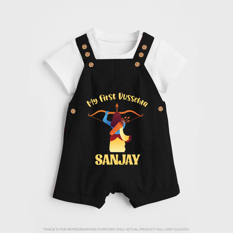 Chhota Ram My First Dussehra Dungaree Set | Custom Baby Dungaree Set for Festival Fun - BLACK - 0 - 5 Months Old (Chest 18")