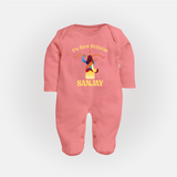 Chhota Ram My First Dussehra Sleep Suit | Custom Baby Sleep Suit for Festival Fun - PEACH - New Born (Chest 7.5")