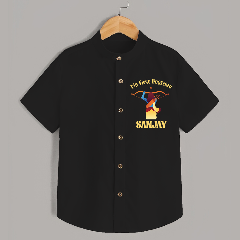 Chhota Ram My First Dussehra Shirt | Custom Baby Shirt for Festival Fun - BLACK - 0 - 6 Months Old (Chest 23")