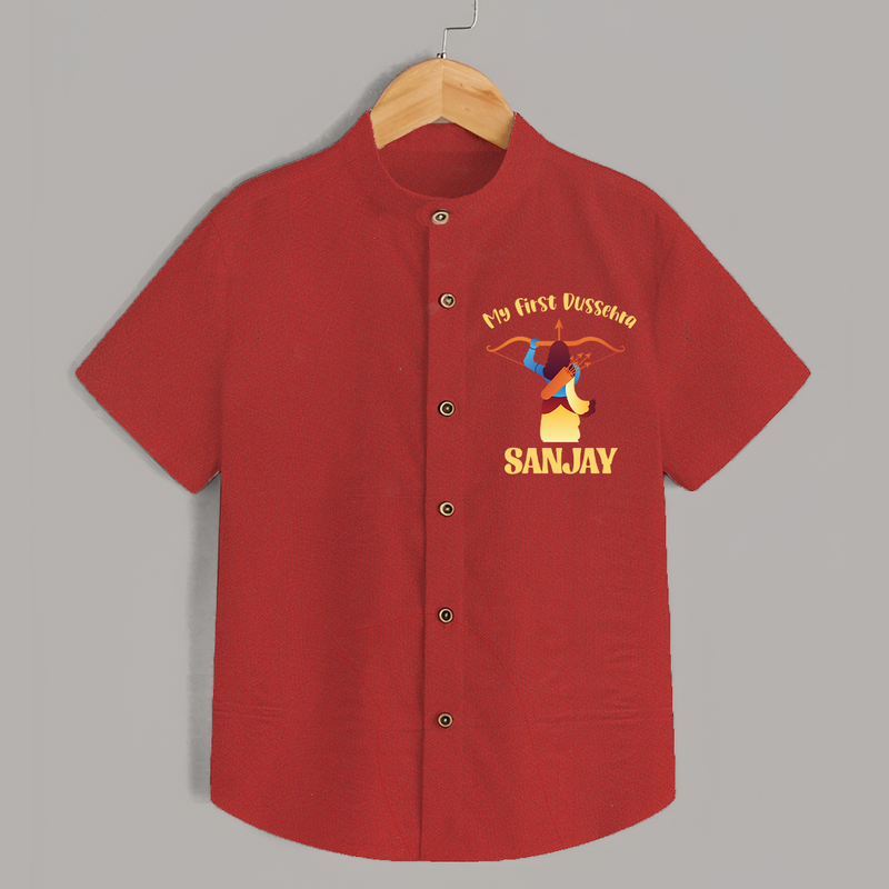 Chhota Ram My First Dussehra Shirt | Custom Baby Shirt for Festival Fun - RED - 0 - 6 Months Old (Chest 23")