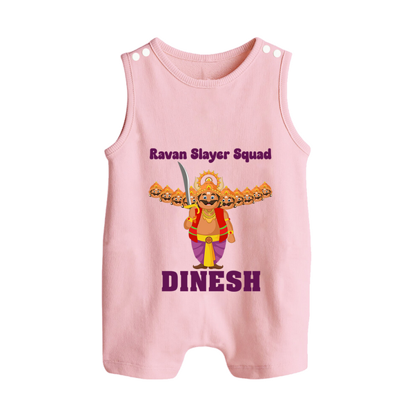 Ravan Slayer Squad Romper Suit | Personalized Baby Romper Suit for Dussehra - BABY PINK - 0 - 5 Months Old (Chest 18")