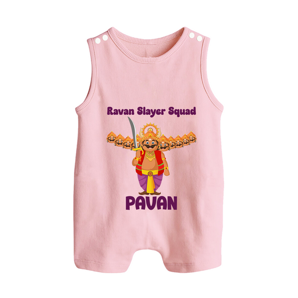 Ravan Slayer Squad Button Romper - BABY PINK - New Born (Chest 18")