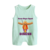 Ravan Slayer Squad Romper Suit | Personalized Baby Romper Suit for Dussehra - MINT GREEN - 0 - 5 Months Old (Chest 18")