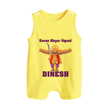 Ravan Slayer Squad Romper Suit | Personalized Baby Romper Suit for Dussehra - PASTEL YELLOW - 0 - 5 Months Old (Chest 18")