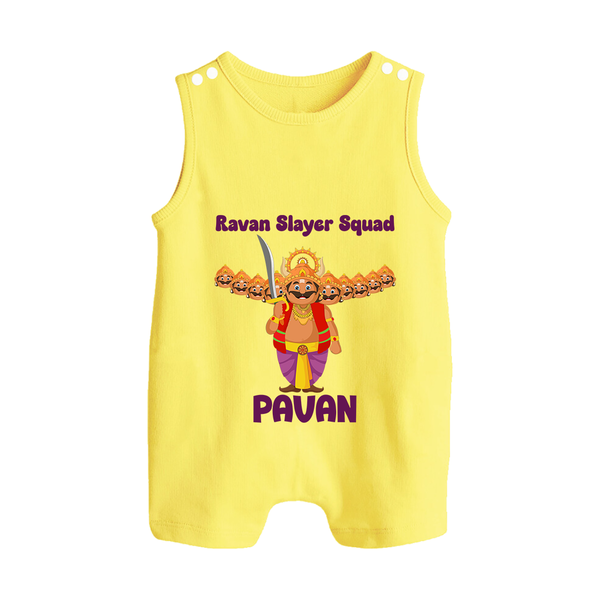 Ravan Slayer Squad Button Romper - PASTEL YELLOW - New Born (Chest 18")