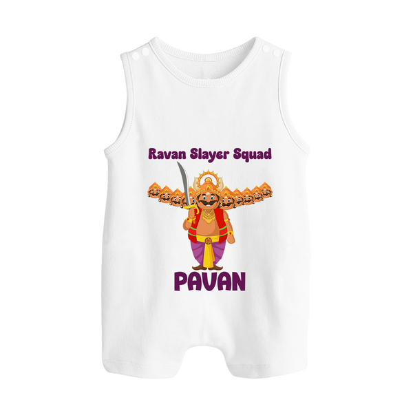 Ravan Slayer Squad Button Romper - WHITE - New Born (Chest 18")