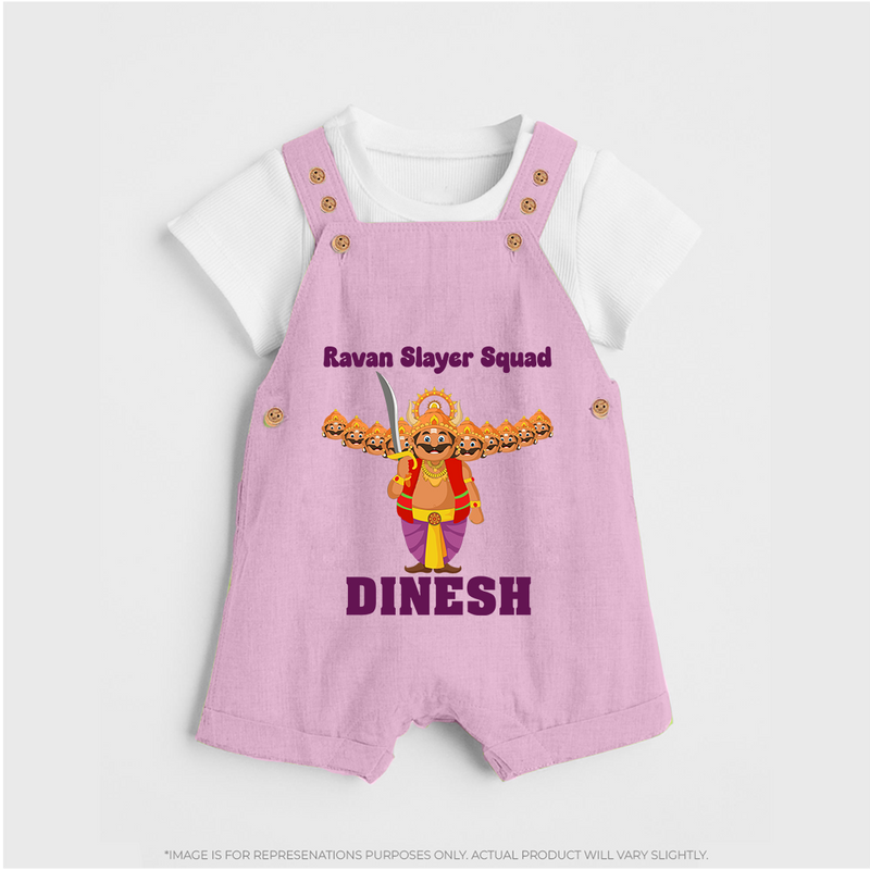 Ravan Slayer Squad Dungaree Set | Personalized Baby Dungaree Set for Dussehra - BABY PINK - 0 - 5 Months Old (Chest 18")