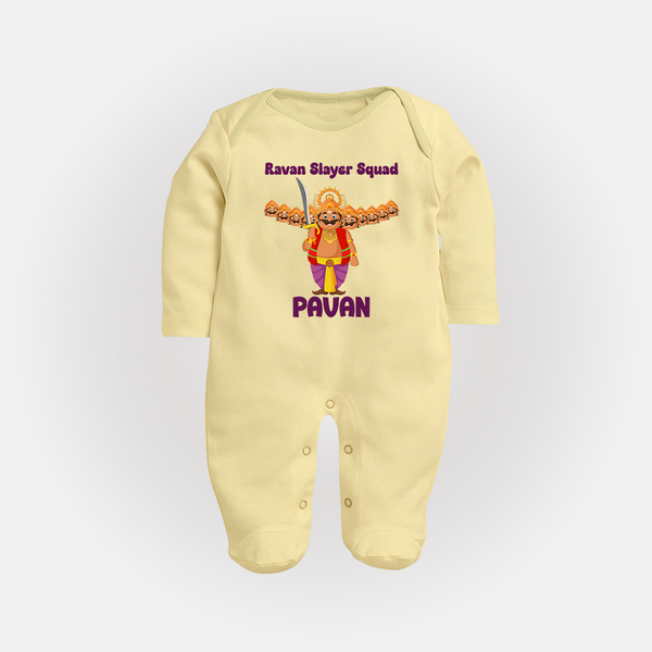 Ravan Slayer Squad Full Body Suit - PASTEL YELLOW - New Born (Chest 7.5")