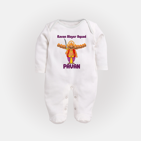 Ravan Slayer Squad Full Body Suit - WHITE - New Born (Chest 7.5")