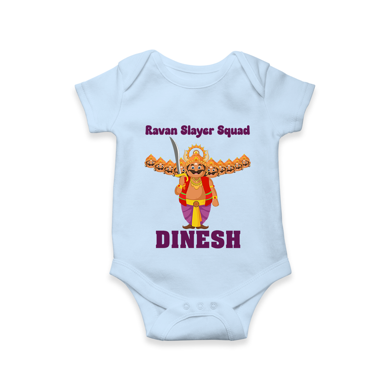 Ravan Slayer Squad Romper | Personalized Baby Romper for Dussehra - BABY BLUE - New Born (Chest 14")