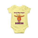 Ravan Slayer Squad Romper | Personalized Baby Romper for Dussehra - PASTEL YELLOW - New Born (Chest 14")