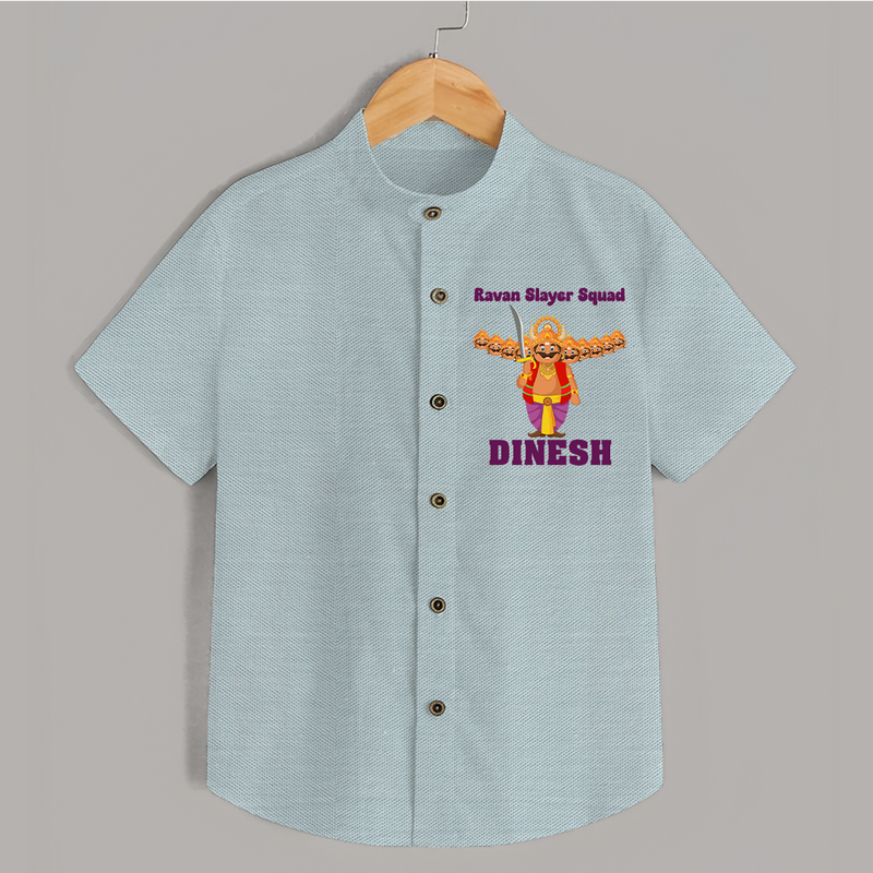 Ravan Slayer Squad Shirt | Personalized Baby Shirt for Dussehra - ARCTIC BLUE - 0 - 6 Months Old (Chest 23")