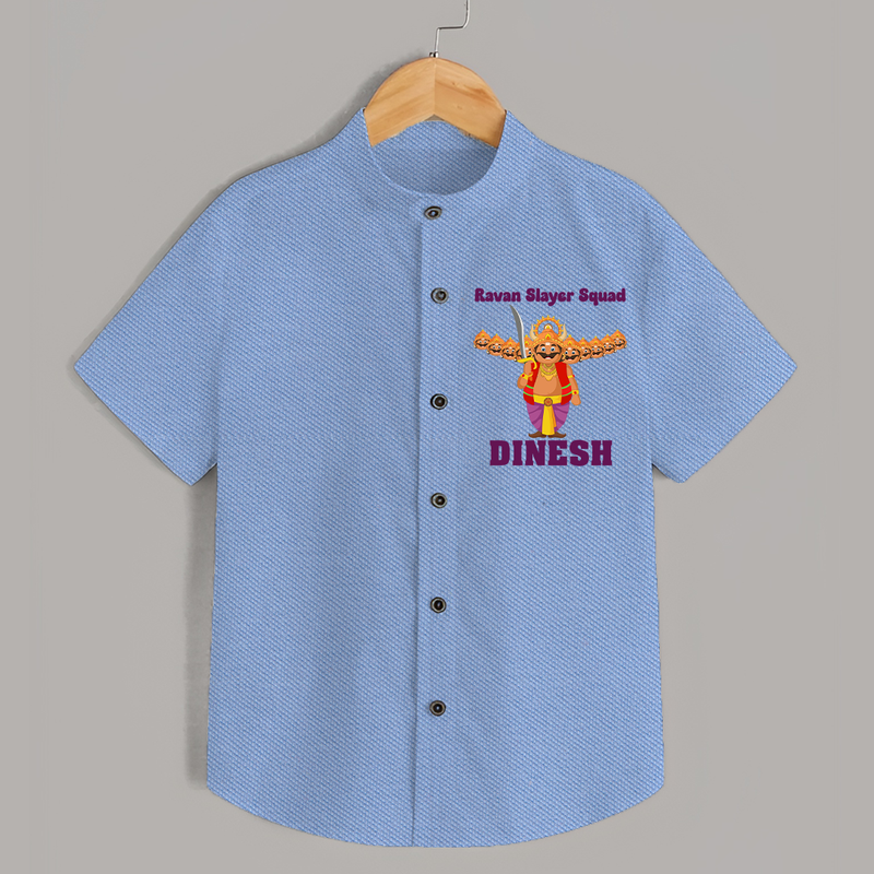 Ravan Slayer Squad Shirt | Personalized Baby Shirt for Dussehra - SKY BLUE - 0 - 6 Months Old (Chest 23")