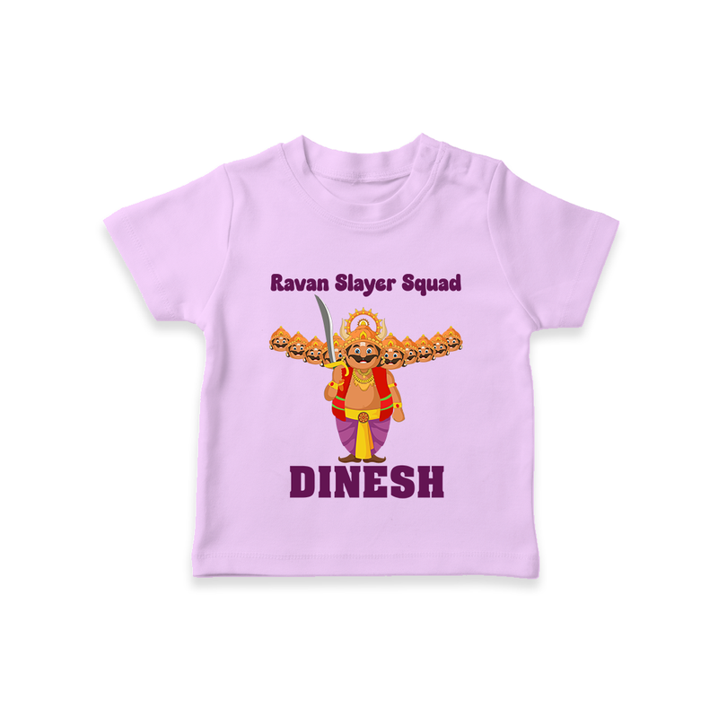 Ravan Slayer Squad Tshirt | Personalized Baby Tshirt for Dussehra - LILAC - 0-5 Months Old (Chest 17")