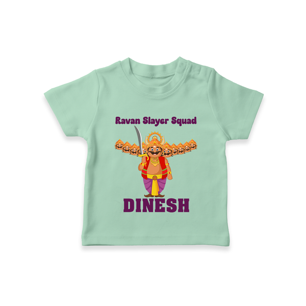 Ravan Slayer Squad Tshirt | Personalized Baby Tshirt for Dussehra - MINT GREEN - 0-5 Months Old (Chest 17")