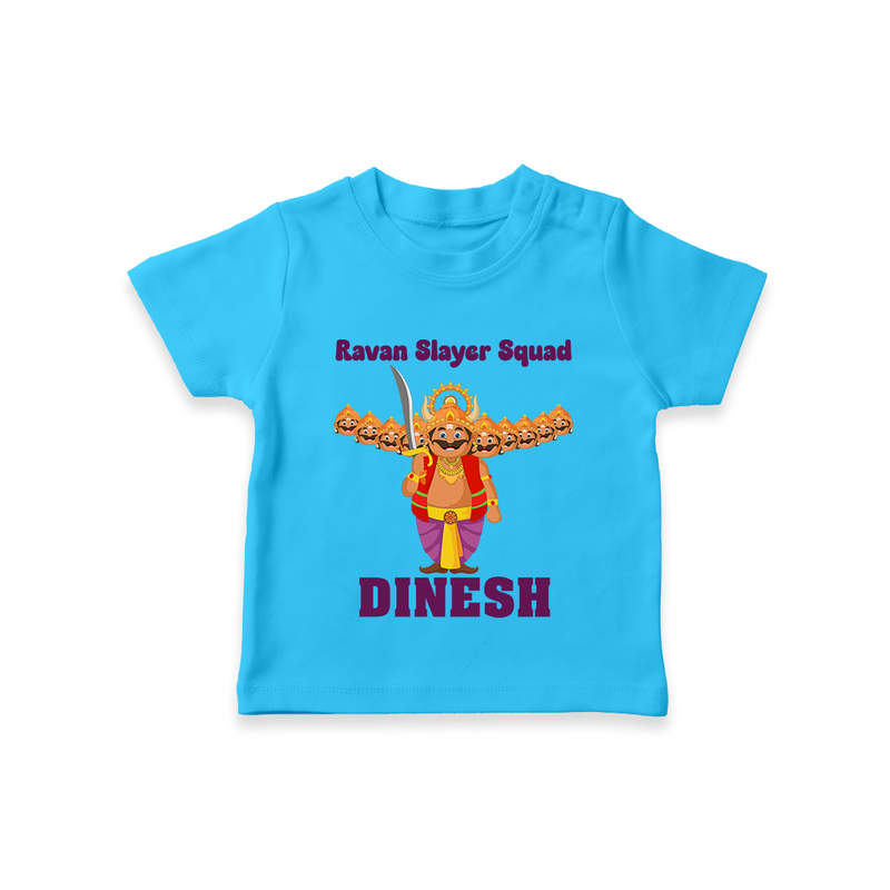 Ravan Slayer Squad Tshirt | Personalized Baby Tshirt for Dussehra - SKY BLUE - 0-5 Months Old (Chest 17")