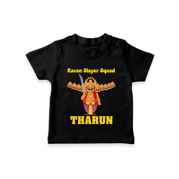 Ravan Slayer Squad Tshirt | Personalized Baby Tshirt for Dussehra - BLACK - 0-5 Months Old (Chest 17")