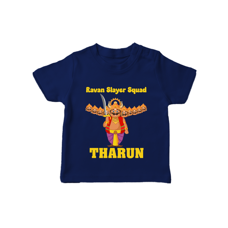 Ravan Slayer Squad Tshirt | Personalized Baby Tshirt for Dussehra - NAVY BLUE - 0-5 Months Old (Chest 17")