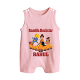 Ram Leela Rockstar Button Romper - BABY PINK - New Born (Chest 18")
